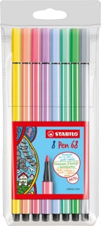 STABILO Filzstift Pen 68 8 Stück mit Rundspitze 1 mm pastell