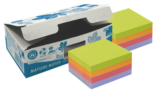 INFO NOTES Haftnotizwürfel Recycling Notes 2 Blöcke à 400 Blatt 75 x 75 mm farbig sortiert