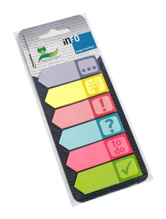 INFO NOTES Pagemarker 6 Pads à 25 Blatt mit Symbolaufdruck 18 x 6 x 55 mm farbig sortiert