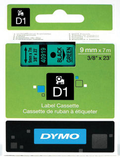 DYMO Beschriftungsband D1 40919 Kunststoff laminiet 9 mm x 7 m schwarz auf grün