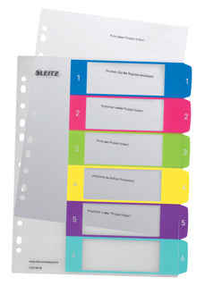 LEITZ Register WOW 1242 DIN A4+ PC-beschriftbar 1-6 weiß/bunt