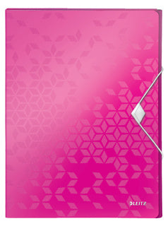 LEITZ Ablagebox WOW 4629 mit Gummiverschluss aus Polypropylen 250 x 30 x 330 mm pink