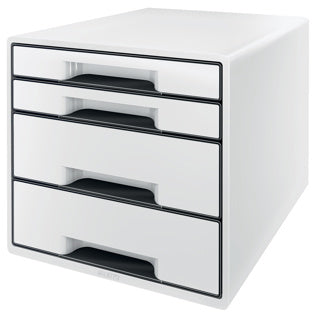 LEITZ Schubladenbox WOW Cube 5252 mit 4 Laden weiß/schwarz