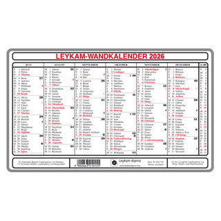 LEYKAM Wandkalender KA710 240 x 150 mm Karton 2026 weiß
