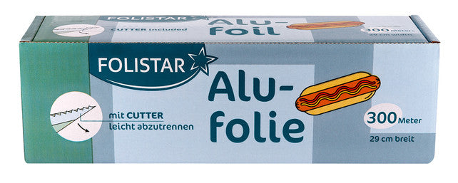 FOLISTAR Alufolie 300m x 29cm. inklusive Cutter
