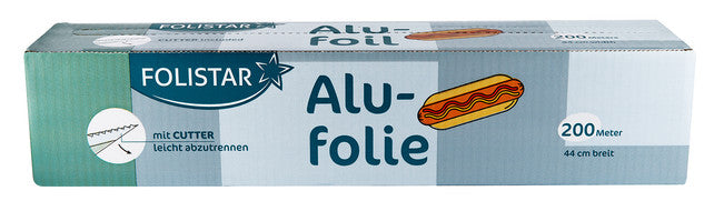 FOLISTAR Alufolie 200 m x 44 cm. inklusive Cutter
