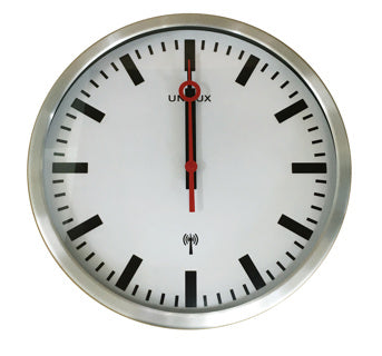 UNILUX Wanduhr Station mit Funksignal Ø 35 cm metallgrau