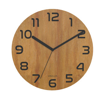 UNILUX Wanduhr PALMA BAMBOO lautlos Ø 30 cm bambus/schwarz
