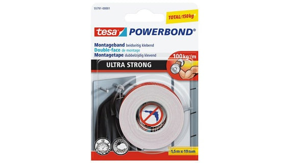TESA Montageband Powerbond® Ultra Strong 55792 beidseitig klebend 5 m x 19 mm weiß
