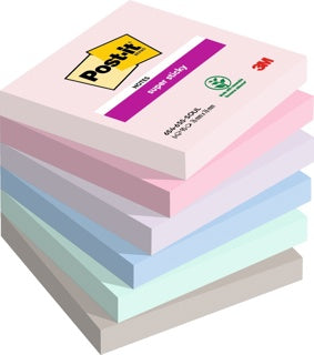 POST-IT Haftnotizen Super Sticky 654-6SS-SOUL 6 Blöcke à 90 Blatt 76 x 76 mm verschiedene Farben