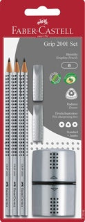 FABER-CASTELL Schreibset Grip 2001 im Blister silber