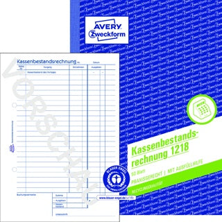 AVERY ZWECKFORM Kassenbestandsrechnung 1218 50 Blatt A5 ohne Durchschlag