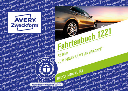 AVERY ZWECKFORM Fahrtenbuch für PKW 1221 32 Blatt A6 quer ohne Durchschlag