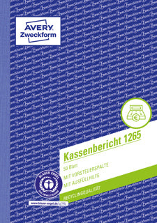 AVERY ZWECKFORM Kassenbericht 1265 50 Blatt A5 ohne Durchschlag