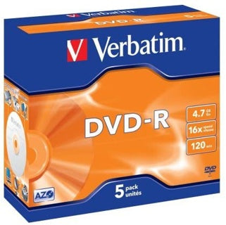 VERBATIM DVD+R 5 Stück 4.7GB 16x Jewel Case