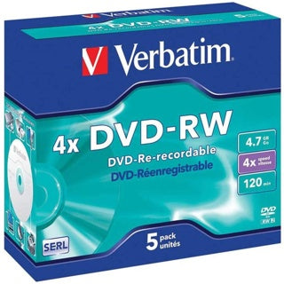 VERBATIM DVD-RW 5 Stück 4.7GB 4x Jewel Case