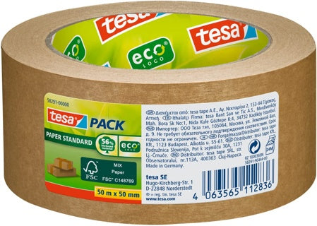 TESA Papierklebeband ecoLogo Standard 1 Rolle Papier 50 mm x 50 m braun