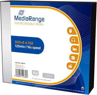 MEDIARANGE DVD+R 5 Stück 4.7 GB 16x Slimcase