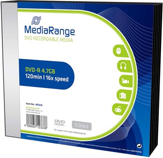 MEDIARANGE DVD-R 5 Stück 4.7 GB 16x Slimcase