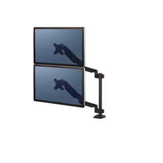 FELLOWES Doppelmonitorarm Platinum bis 32" vertikal mit 2 USB-Ports schwarz