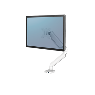 FELLOWES Einzelmonitorarm Platinum bis 32" mit 2 USB-Ports weiß