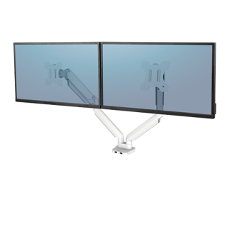 FELLOWES Doppelmonitorarm Platinum bis 32" mit 2 USB-Ports weiß