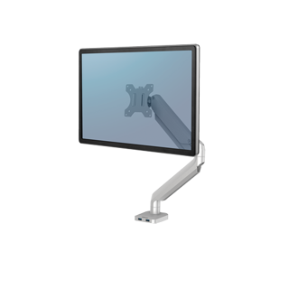 FELLOWES Einzelmonitorarm Platinum bis 32" mit 2 USB-Ports silber