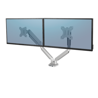 FELLOWES Doppelmonitorarm Platinum bis 32" mit 2 USB-Ports silber