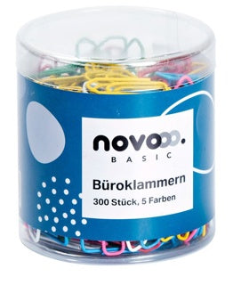 NOVOOO BASIC Büroklammern 300 Stück 26 mm farbig sortiert