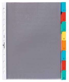 DURABLE Hüllenregister 6631 A4 8-teilig blanko mit farbigen Taben PP 13 µm transparent