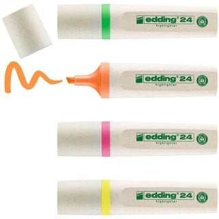 EDDING Textmarker EcoLine 24 4 Stück mit Keilspitze 2-5 mm sortiert