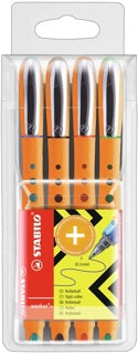 STABILO Tintenroller worker+ 4 Stück 0.3 mm (F) farbig sortiert