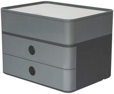 HAN Schubladenbox Smart-Box Plus Allison DIN A4 mit 2 Laden und Utensilienbox granite grey