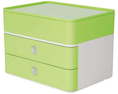 HAN Schubladenbox Smart-Box Plus Allison DIN A4 mit 2 Laden und Utensilienbox lime green