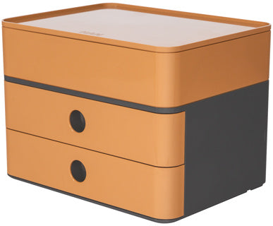 HAN Schubladenbox Smart-Box Plus Allison DIN A4 mit 2 Laden und Utensilienbox caramel brown