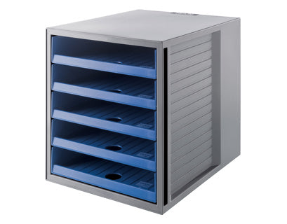 HAN Schubladenbox Schrankset Karma DIN C4 mit 5 Schubladen blau