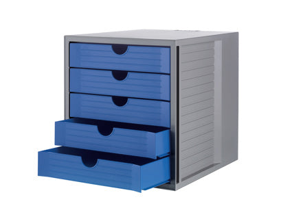 HAN Schubladenbox Systembox Karma DIN C4 mit 5 Schubladen blau
