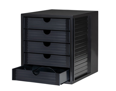 HAN Schubladenbox Systembox Karma DIN C4 mit 5 Schubladen schwarz