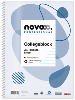 NOVOOO PROFESSIONAL Collegeblock DIN A4 80 Blatt liniert weiß
