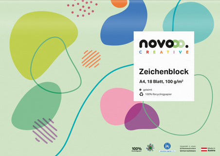 NOVOOO CREATIVE Zeichenblock DIN A4 18 Blatt 100 g/m² blanko