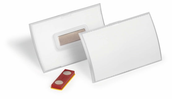 DURABLE Namensschild 8260 CLICK FOLD 10 Stück mit Magnet verdrehsicher 54 x 90 mm transparent