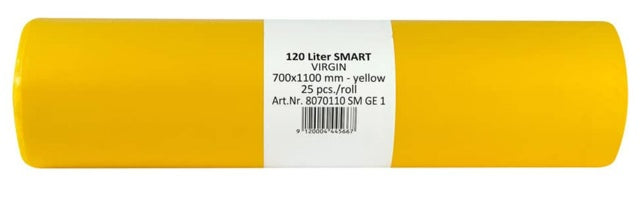 BEFIX Müllsäcke 25 Stück HDPE 120 Liter 23 my gelb