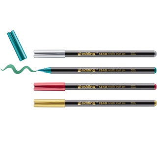 EDDING Fasermaler-Set 1340 XMAS-Mix 4 Stück mit Pinselspitze 1-3 mm farbig sortiert