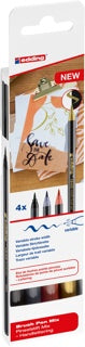 EDDING Fasermaler-Set 1340 MIX 4 Stück mit Pinselspitze 1-3 mm farbig sortiert