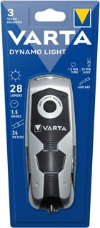 VARTA Taschenlampe Dynamo Light mit Akku silber/schwarz