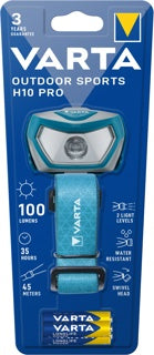 VARTA Stirnlampe Outdoor Sports H10 Pro inkl. 3x AAA-Batterien blau