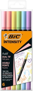 BIC Fasermaler Intensity Dual Tip Pastell 6 Stück mit Dualspitze 0.7/0.9 mm farbig sortiert