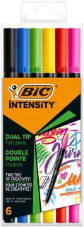 BIC Fasermaler Intensity Dual Tip Standard 6 Stück mit Dualspitze 0.7/0.9 mm farbig sortiert