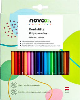 NOVOOO CREATIVE Buntstifte 24 Stück farbig sortiert