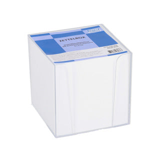TIPTOP OFFICE Zettelbox inkl. 900 Blatt Notizzettel in weiß 9.5 x 9.5 cm transparent
